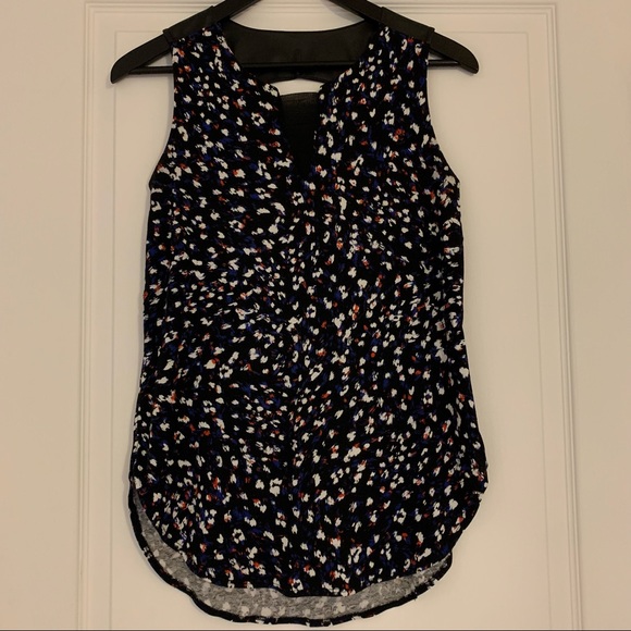 Dynamite printed tank top with black faux leather cutout - Picture 1 of 11